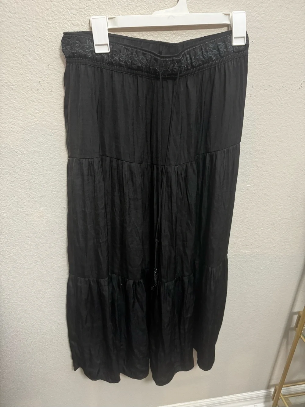 Rachel Zoe Black Tiered Maxi Skirt with Drawstring Waist